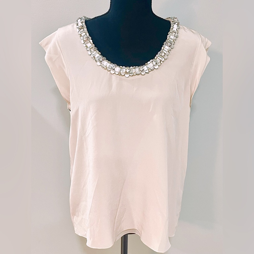 Rebecca Taylor %100 Silk Jeweled Blouse